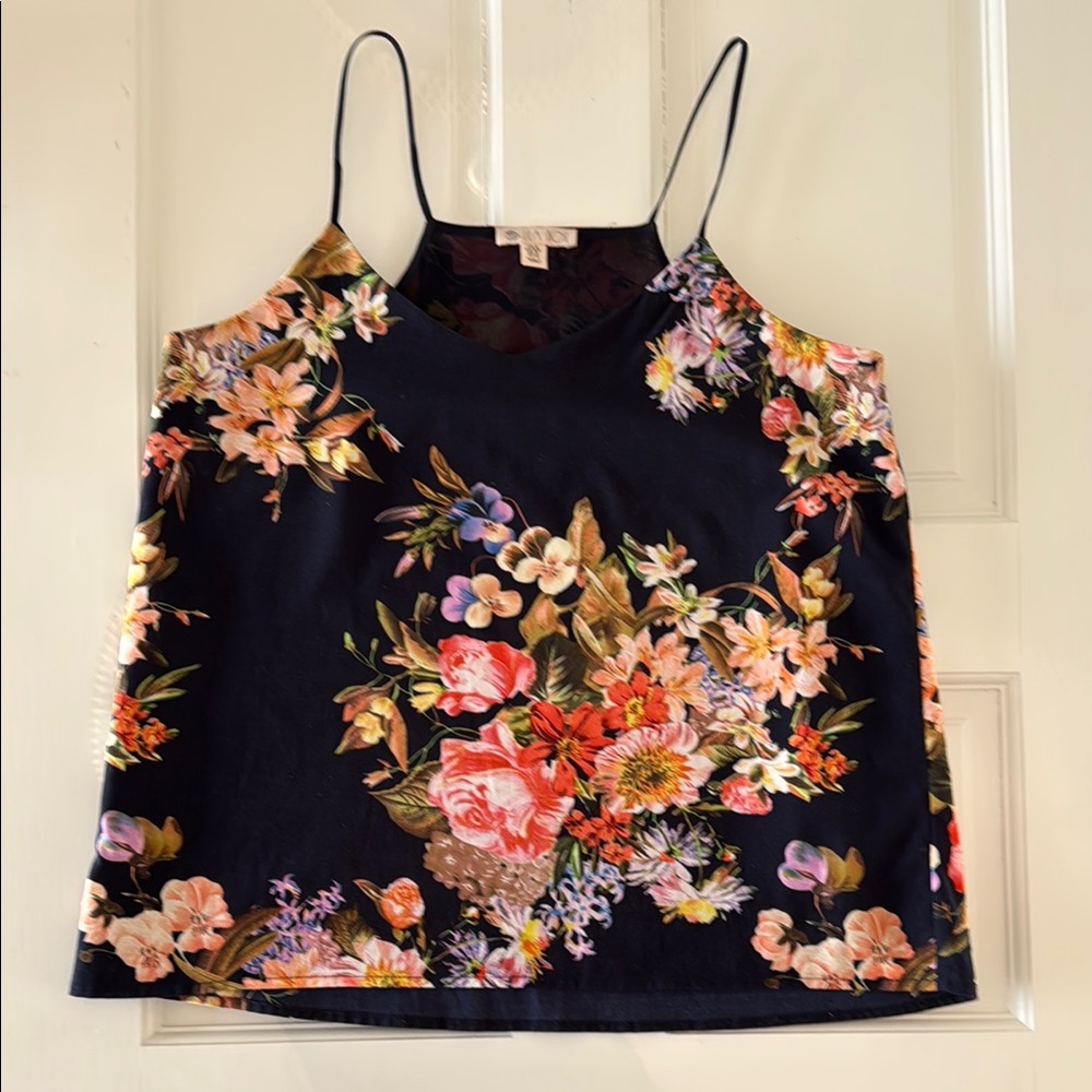 Floral Spaghetti Strap Top - Navy